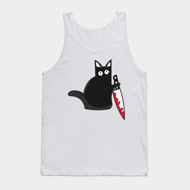 Cursed cat with knife! Tank Top by Anime Meme's